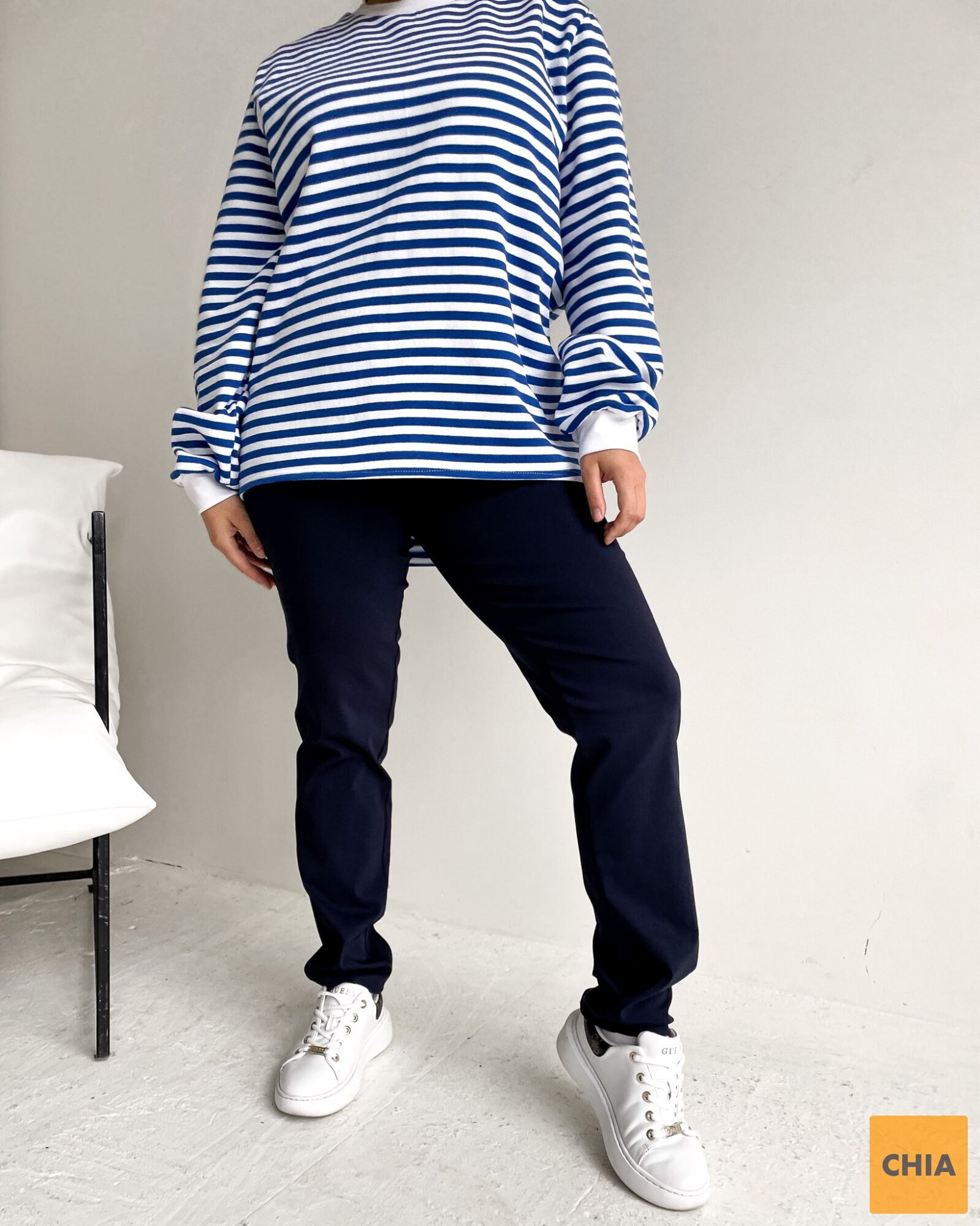 Свитшот Тельняшка флис синий