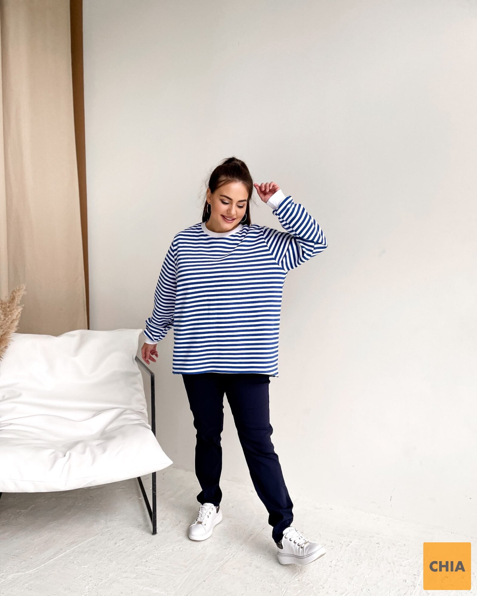 Свитшот Тельняшка флис синий