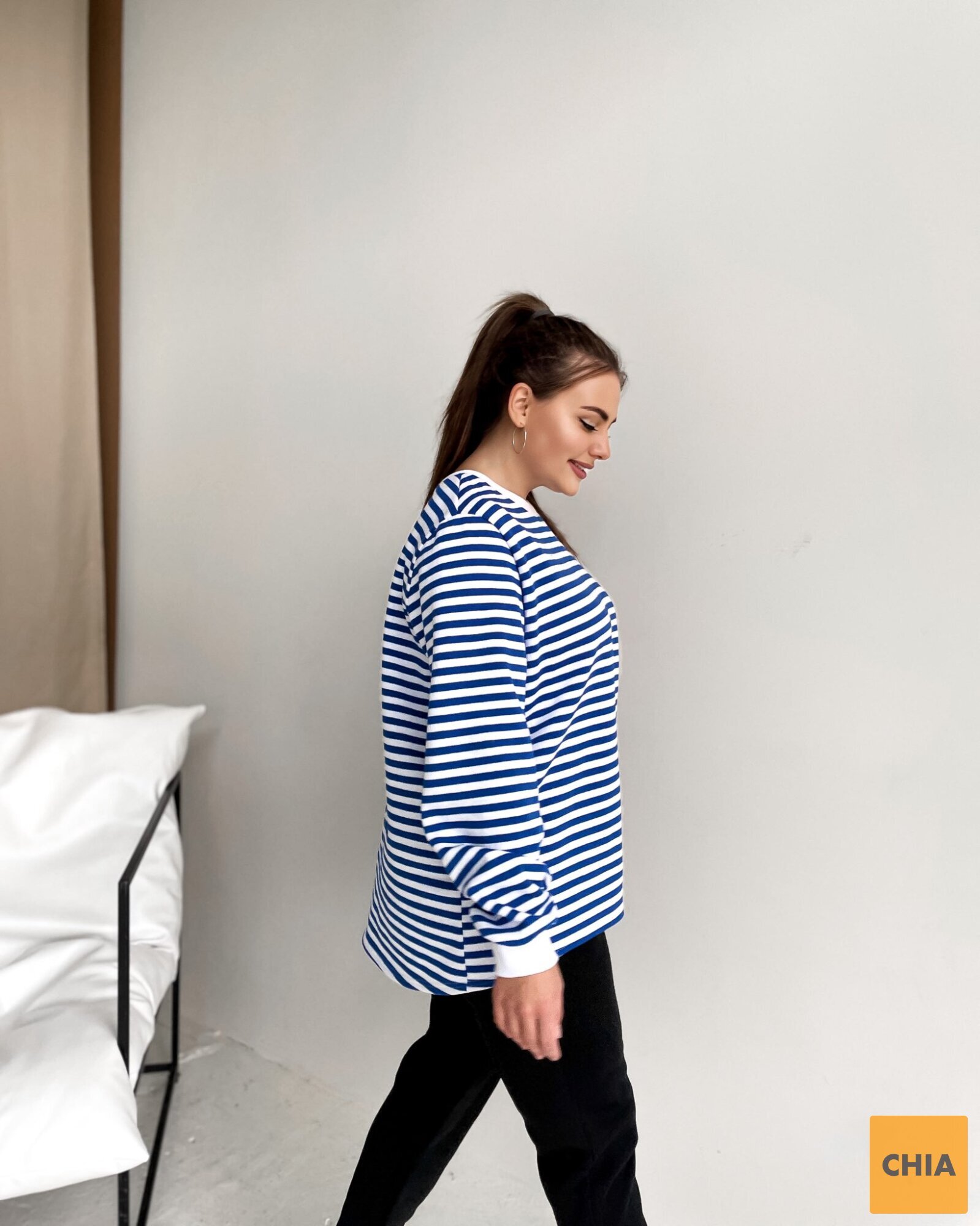 Свитшот Тельняшка флис синий