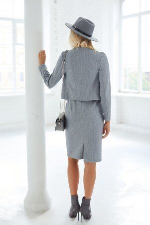 KOTIKI: Комплект из пиджака и платья миди серого цвета 20711 - фото 3