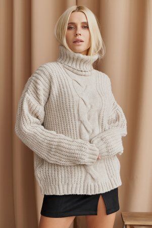 Itelle: Вязаный свитер с высоким воротом бежевого цвета Тамила V55928 - фото 1