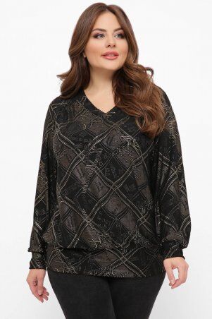 Tatiana: Трикотажный блузон (ромбы) ФОРТ коричневый - фото 2