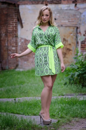 InRed: Платье-рубашка салатная из креп-шифона 7019 - фото 1