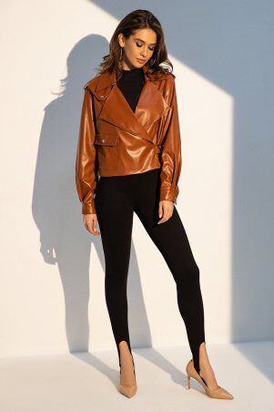 Itelle: Шкіряна куртка коричневого кольору з еко-шкіри Алекса 7516 - фото 3