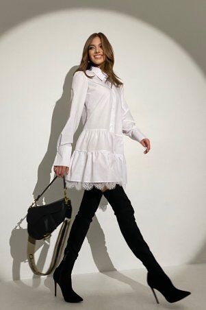 Jadone Fashion: Платье-рубашка Рауза белый - фото 1