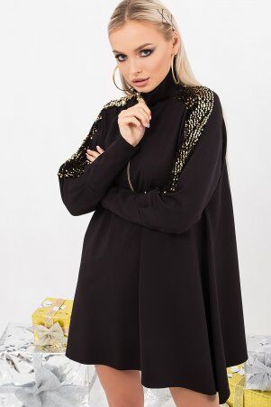 Glem: Платье Дамила д/р черный-золото отделка p76881 - фото 3