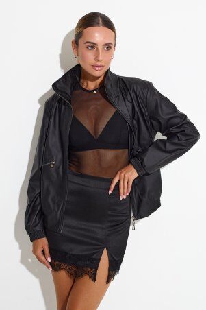 Itelle: Атласна спідниця чорного кольору з мереживом Ізабелла 6191 - фото 5