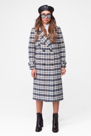 Emass: Пальто Мерсі синьо-білий клітинка 386-91-1 - фото 2