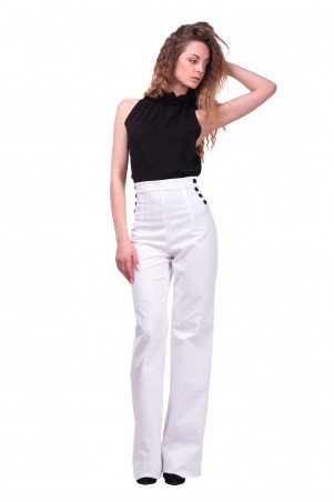Lilo: Белые брюки клеш с завышенной талией 405 - фото 1