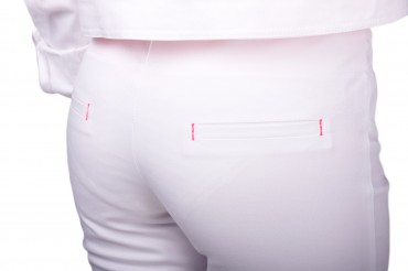 Lilo: Узкие белые брюки с отворотом и розовой молнией 430 - фото 6
