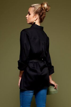 Jadone Fashion: Рубашка Гремми без ремня чорний - фото 10