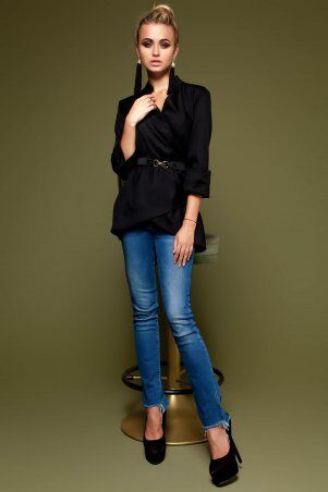 Jadone Fashion: Рубашка Гремми без ремня чорний - фото 6