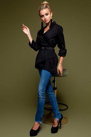 Jadone Fashion: Рубашка Гремми без ремня чорний - фото 8