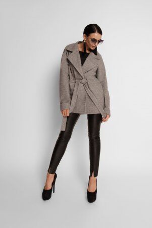 Jadone Fashion: Укороченное облегченное пальто Скарлет сірий - фото 2