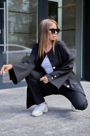 Jadone Fashion: Костюм Сантония с брюками чорний - фото 1