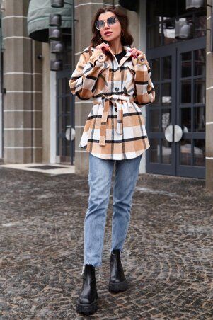 Jadone Fashion: Пальто-рубашка Нетти бежевий - фото 3