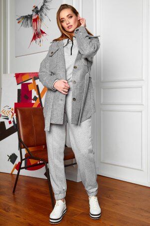Jadone Fashion: Облегченное пальто Мираж сірий - фото 1