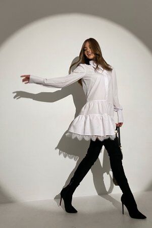 Jadone Fashion: Платье-рубашка Рауза білий - фото 3