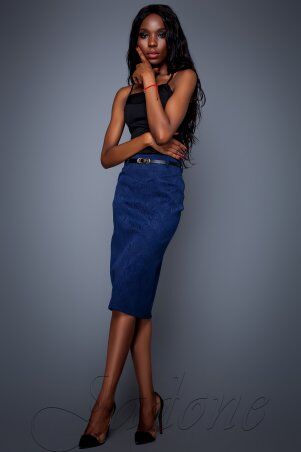 Jadone Fashion: Юбка Лакки темно-синій - фото 3