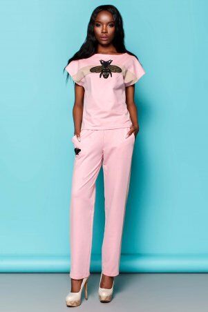 Jadone Fashion: Костюм Пурино с брюками рожевий - фото 2