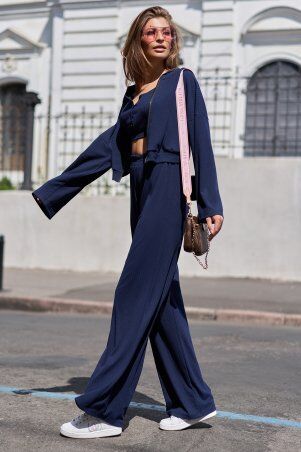 Jadone Fashion: Костюм-тройка с кюлотами Кьяра темно-синій - фото 1