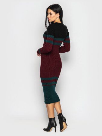Larionoff: Платье вязаное Alyaska Черный-зеленый-бордовый 001086 - фото 2