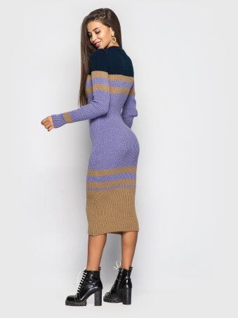 Larionoff: Платье вязаное Alyaska Синий-кэмел-лаванда 001092 - фото 2