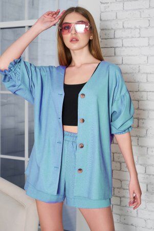 Jadone Fashion: Костюм з шортами Руссо блакитний - фото 2