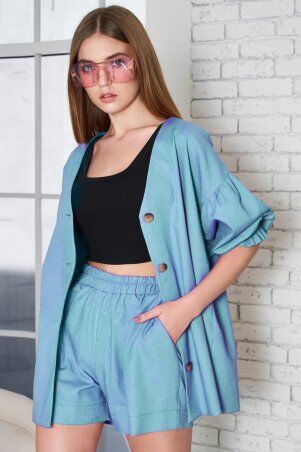 Jadone Fashion: Костюм з шортами Руссо блакитний - фото 4