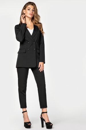 Itelle: Чорний брючний костюм з довгим жакетом та брюками з високою талією Пеггі 3028 - фото 1