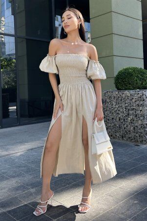 Jadone Fashion: Сукня Мона бежевий - фото 1