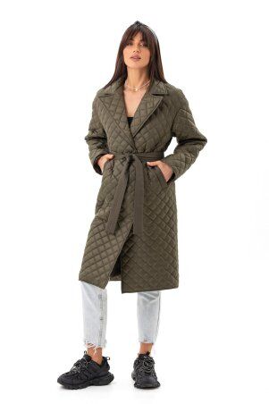 Emass: Стьобане пальто Асія хакі 396-110-1 - фото 5