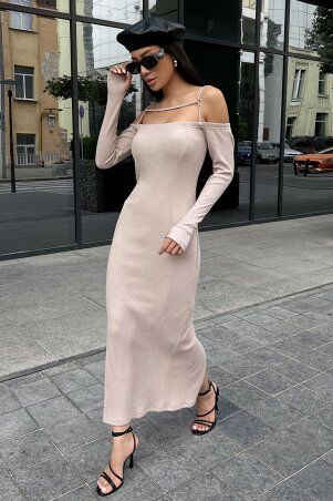 Jadone Fashion: Сукня Санса бежевий - фото 2