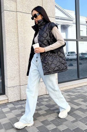 Jadone Fashion: Подовжений жилет Міда чорний - фото 3