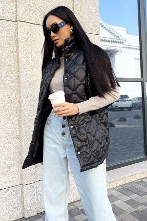 Jadone Fashion: Подовжений жилет Міда чорний - фото 4