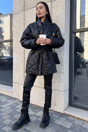 Jadone Fashion: Демісезонна куртка Файна чорний - фото 4