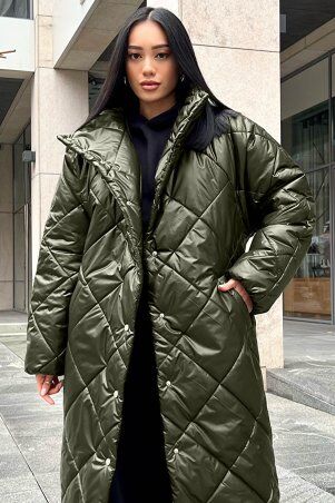 Jadone Fashion: Зимове пальто Реммі хакі - фото 3