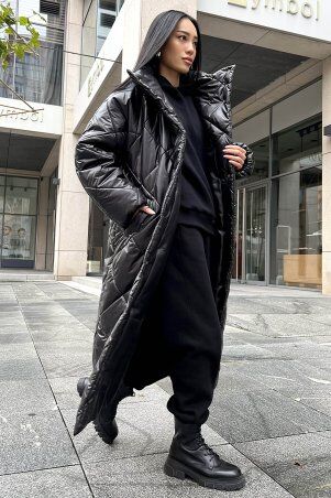 Jadone Fashion: Зимове пальто Реммі чорний - фото 4