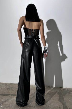 Jadone Fashion: Брюки-палаццо шкіряні Корбі чорний - фото 4