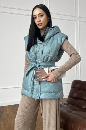 Jadone Fashion: Подовжений жилет Умка оливка - фото 5