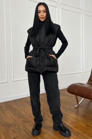 Jadone Fashion: Подовжений жилет Умка чорний - фото 3