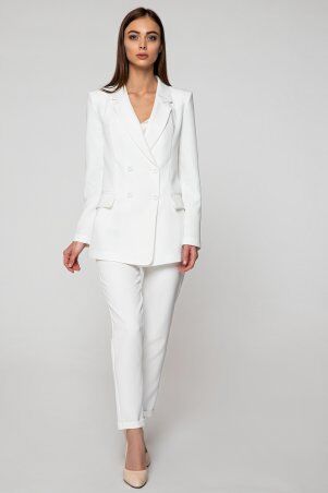 Itelle: Брючний білий костюм з довгим жакетом і брюками з високою талією Джуді 3031 - фото 1