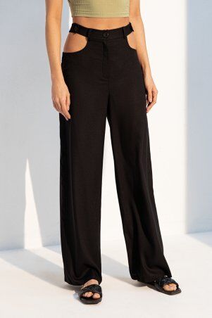 Itelle: Чорні широкі штани з вирізами 4216 - фото 1