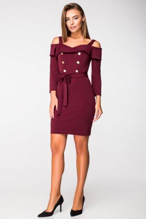 Itelle: Трикотажне плаття бордового кольору зі спущеними плечами на бретелях Веріті 5106 - фото 1