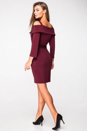 Itelle: Трикотажне плаття бордового кольору зі спущеними плечами на бретелях Веріті 5106 - фото 2