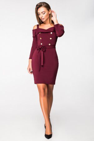 Itelle: Трикотажне плаття бордового кольору зі спущеними плечами на бретелях Веріті 5106 - фото 3