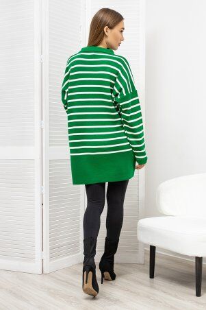 Itelle: Подовжений пуловер-поло в смугу зеленого кольору Раміна V44346 - фото 3