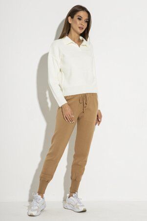 Itelle: Жіночий светр-поло молочного кольору Іда V8619 - фото 3