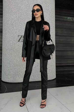 Jadone Fashion: Брюки Локсі з еко-шкіри чорний - фото 3