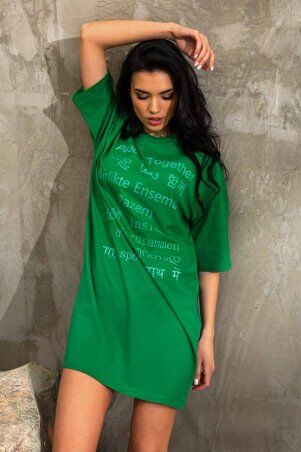 Itelle: Сукня-футболка футболка вільного крою зелена 8409 - фото 4